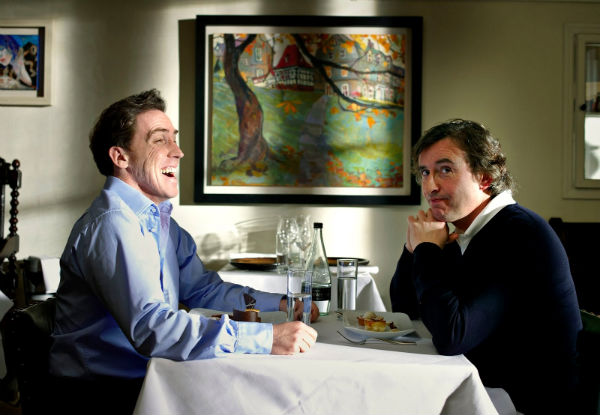 Rob Brydon and Steve Coogan enjoy dinner in 'The Trip.'