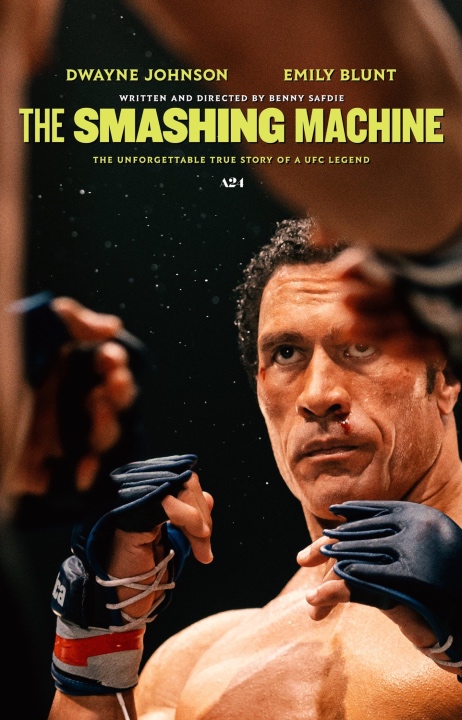 Dwayne Johnson and Emily Blunt in 'The Smashing Machine' movie poster (A24 Films)